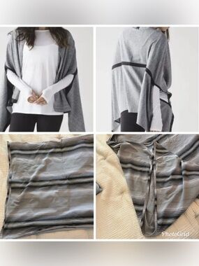 Lululemon Gray Striped Women’s Vinyasa Wrap with Armholes One Size RARE